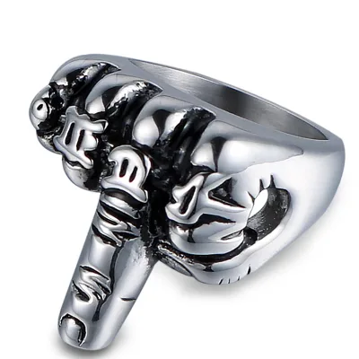 Fashion Titanium Steel Forged Religious Middle Finger Ring