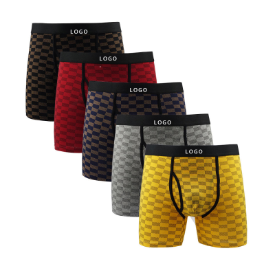 Wholesale Customized Men's Boxers Underwear Lattice Printed Men Underwear Boxer