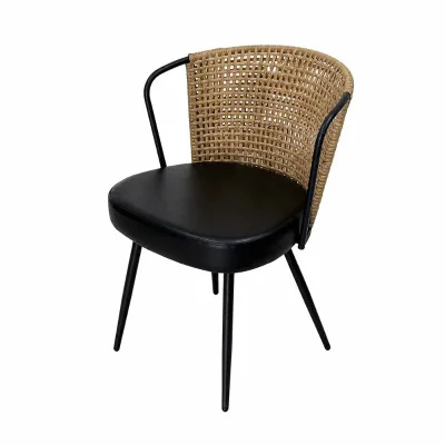 Modern PE Rattan Woven Dining Chair Factory Direct Custom Size Indoor Dining Room Home Use Chaise