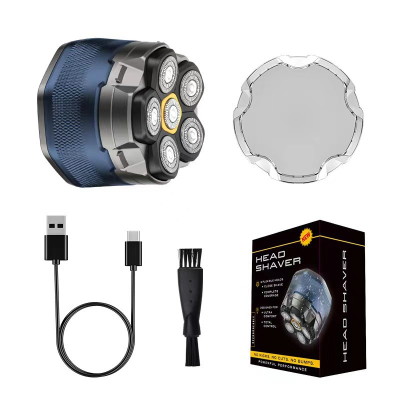 Electric Shavers Razor Grooming Kit Bald Head Groin Trimmers 6 Head Magnetic Blade Men Electric Rotary Shavers Head Shaver