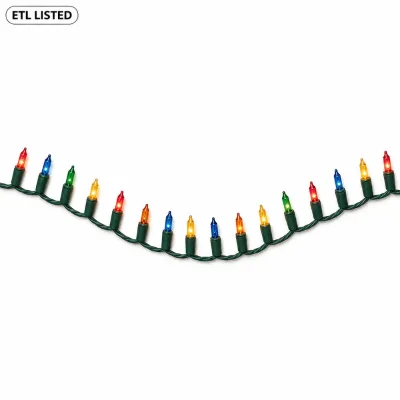 Multi-Color Mini Incandescent Christmas String Lights, 50/100 Ct, 25.5FT, 22AWG, 110-130V 20.4W, Dimmable, 10-Set, ETL Listed