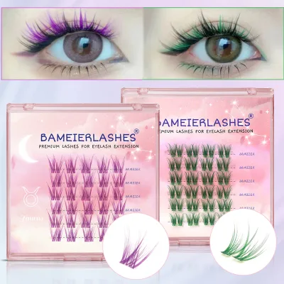 Color Cluster Lashes No Tools Synthetic Fiber Transparent Band Colorful Diy Eyelash Extensions