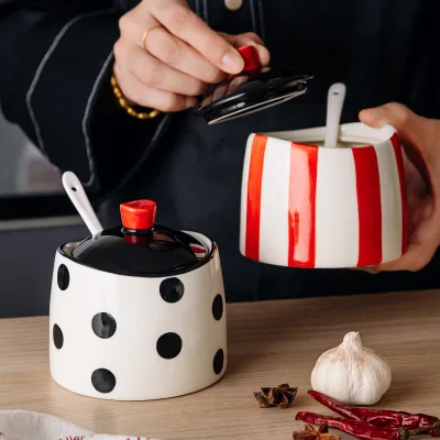 American Style Ceramic Oil Pot Commercial Oil Bottle Soy Sauce Vinegar Pot Household Kitchen Condiment Can Camping Seasoning Pot