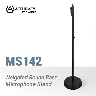 Accuracy Pro Audio MS142 Professional Heavy Duty Stability Straight Microphone Stand with Weighted Round Base for Fixed Venues