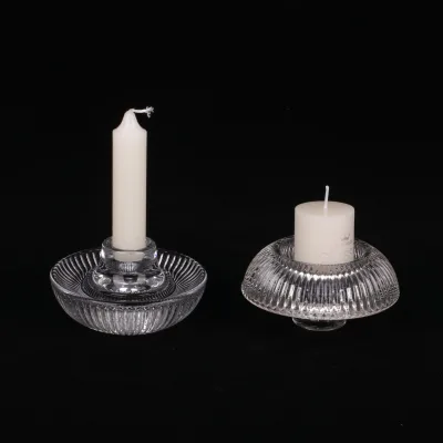 Transparent Mushroom Dual-use Glass Candle Holder Base Desktop Decoration Ornament Glass Candle Holder
