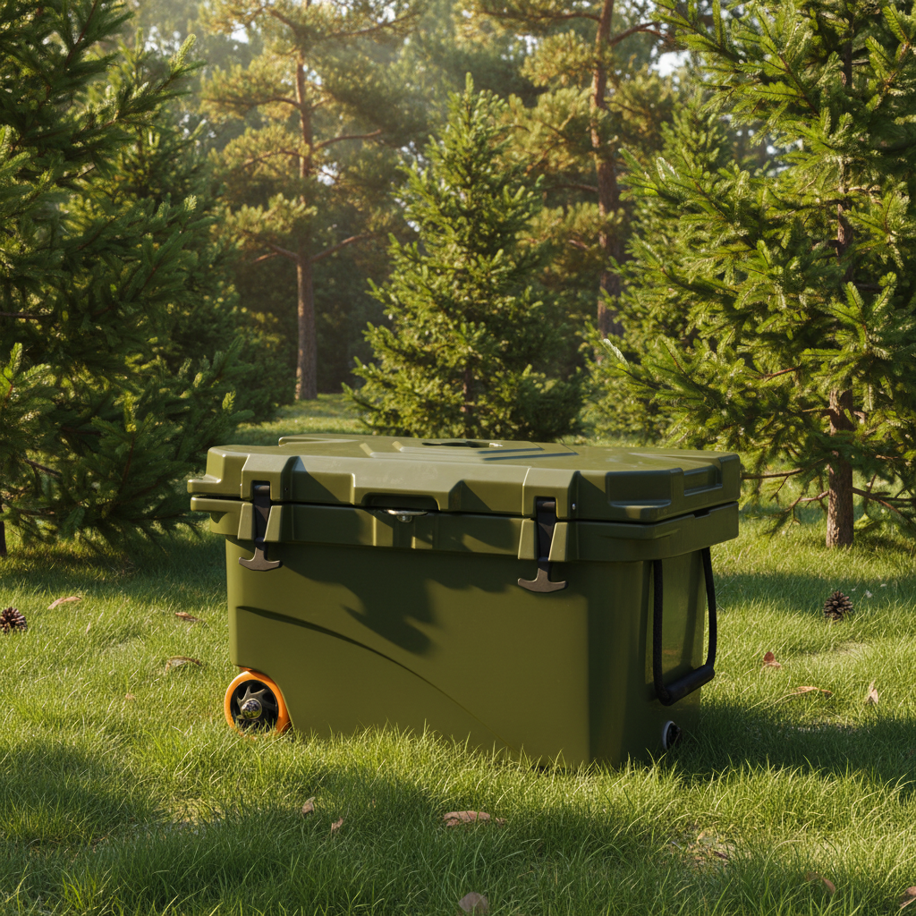 Retail 45QT LLDPE PU Hard Cooler Box With Wheels and Nylon Handle Insulated Warmer Food Storage Box for Sea Fishing Hiking