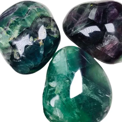 Wholesale High Quality Natural Rainbow Fluorite Healing Palm Stone for Gifts and Decoration