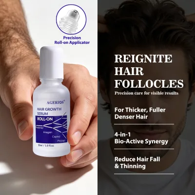 Soothing Glass Roller Natural Hair Growth Serum with RCP+A Niacinamide & Panthenol to Repair Damaged Sensitive Scalp Barrier