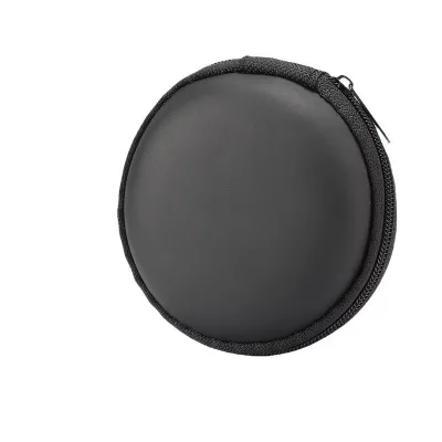 Small Round PU+EVA Portable Carrying Storage Bag Case for Earphone Cable