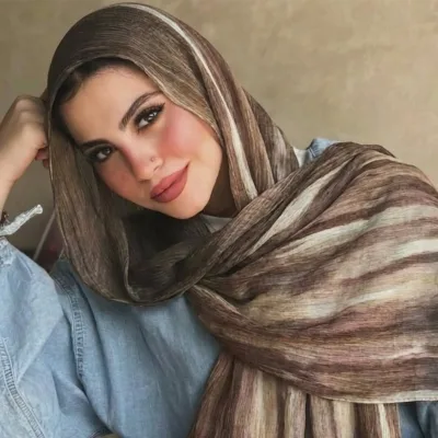 Wholesale Rayon Scarves Gradient Tie-Dye Stripe Headwrap Gradient Rayon Shawl Viscose Turban Hijabs