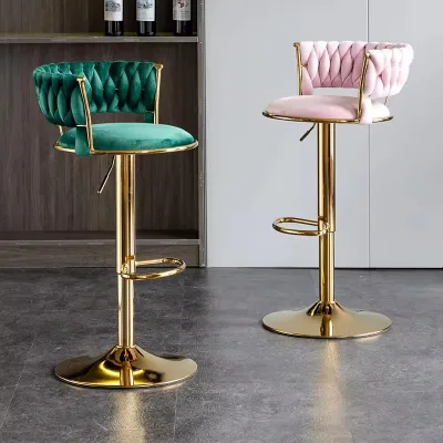 Rose Gold Stainless Steel Velvet Luxury bar Stool Chair for bar