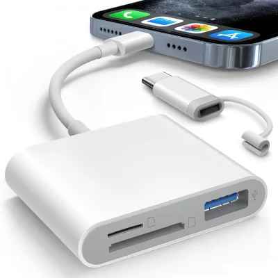 2 Heads SD TF Card Reader Memory Card Reader Plug and Play SD Card Adapter Simultaneous USB OTG Write and Reading