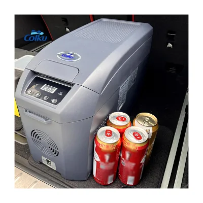 High Quality AC 220V DC 12V Portable Car Refrigerator Fast Cooling 14L Small Console Armrest Fridge With Compressor