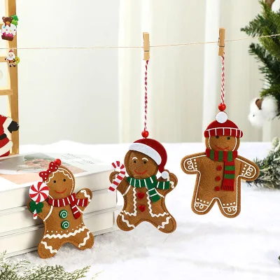 Creative Felt Gingerbread Man Christmas Decorations Custom Size Fabric Cookie Man Hanging Ornaments Fashionable Home Design