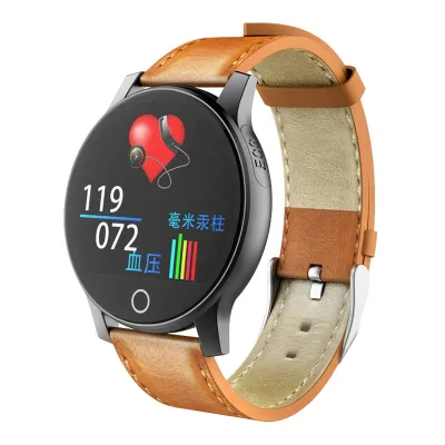 R2 ECG+PPG Heart Rate and Blood Pressure Monitoring Relojes Igentes BT Leather Smart Watch