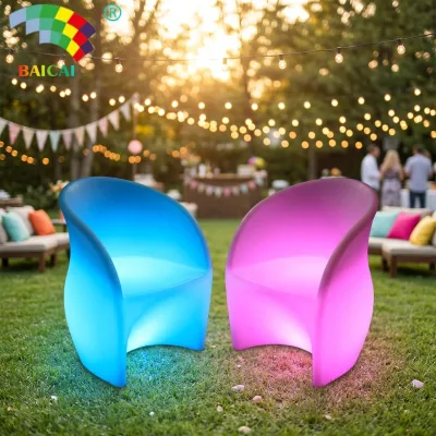 Modern LED Glowing Color-Changing Dining Table with Bar Design Plastic Material Non-Foldable Home Furniture