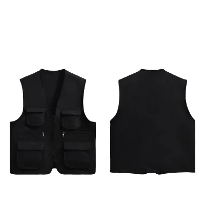 Oem Customized logo Vest Fashionable Multi Pocket Men Vest Volunteer Vest Advertising Photography Workwear