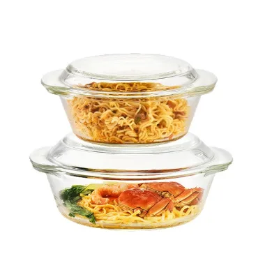 Household Transparent Round Glass Bowl Dessert Hotel Pudding Salad Bowl Tsai Cake Pudding Soup Fruit Bowl Classical Glass Dishes