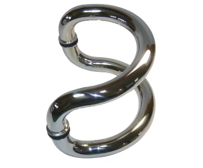 Brushed 316 Stainless Steel Glass Mounted Back-to-Back Elbow Style Pull Handle