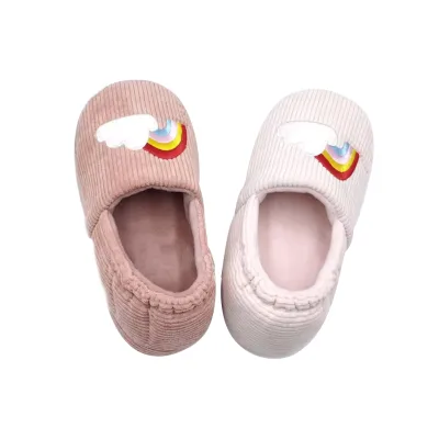 Children's Comfy Non-Slip Slippers with Embroidery Memory Foam Anti-skid Rubber Sole for Indoor Outdoor Slippers