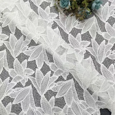 Reasonable Price Wholesale Embroidered Lace Fabric White Guipure Lace Fabric for Fashion Design Materials