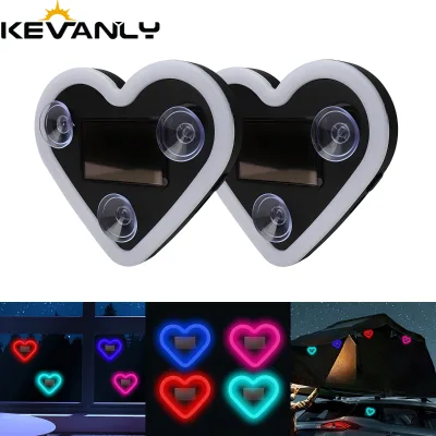 New Wireless Automotive Solar Car Interior Heart-shaped LED Atmosphere Lamp Glowing Window Decoration High Quality Universal Fit