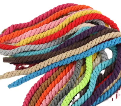 Wholesale 100% Cotton Drawcord 5mm Diameter Eight-strand Twisted Braided Coated Macrame Cord Eco-Friendly High Tenacity for Bags