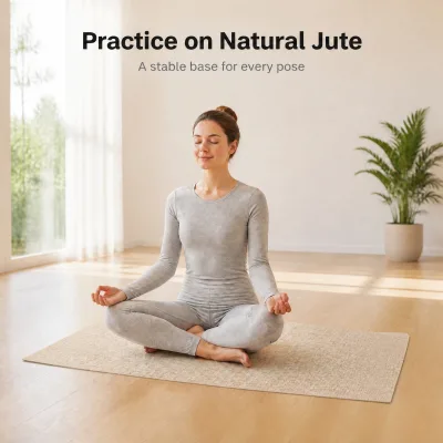 Factory Direct Jute Yoga Mat for Meditation Natural Non Slip Exercise Mat Calm Texture for Meditation Room
