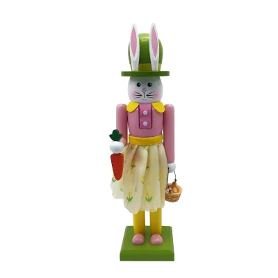 Custom Hand Painted Wood Easter Bunny Nutcrackers Wooden Rabbit Nutcracker
