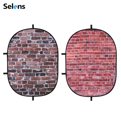 Selens 1.5x2m Double Sided Vintage Brick Wall Texture Pattern Collapsible Portable Pop up Backdrop Panel for Photo Video Studio