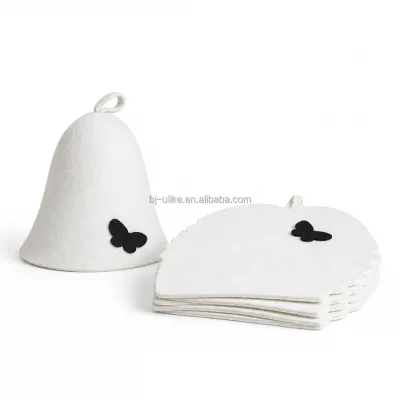 Wool Felt Sauna Mat with Custom Embroidered Logo Breathable Sauna Seat Cover for Wholesale Leaf Shape