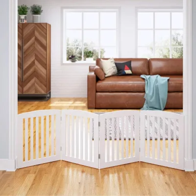 Custom Wooden Picket Foldable Pet Fence Barrier for Small to Medium-Sized Pets Partition Guard Rail