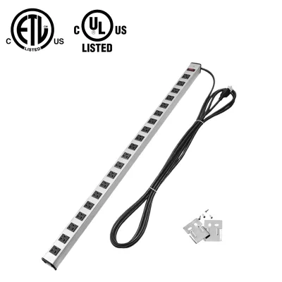 Usa Alu-Alloy 20 Outlets Heavy Duty Metal Electrical Power Strip