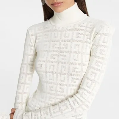 Custom Loose Oversize Pullover Twist Jacquard Sweater Wholesale Fashion Knitted Sweater for Women Jacquard Mockneck Sweater Set