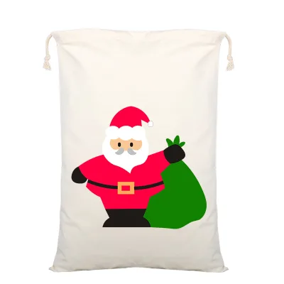 Wholesale Customised Santa Sack Snowman Canvas Drawstring Storage Christmas Gift Bag