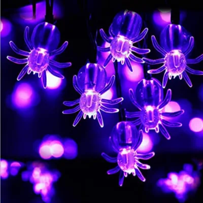 Halloween Haunted House Party Bar Home Decor Halloween 3D Spider Purple LED String Lights Solar/Battery/Plug-in Powered