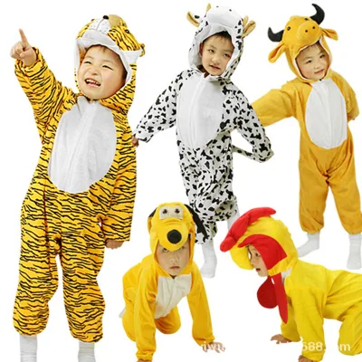 Children's Day Cosplay Costumes Tiger Frog Rabbit Animal School Performance Outfits Dress Programs Polyester 5-7 Years Role Play