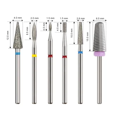 Russian Style diamond Nail Drill Bit Open Mouth Bag Nail Drill Bit Set for Removing Cuticles and Tungsten Steel Nail Removal