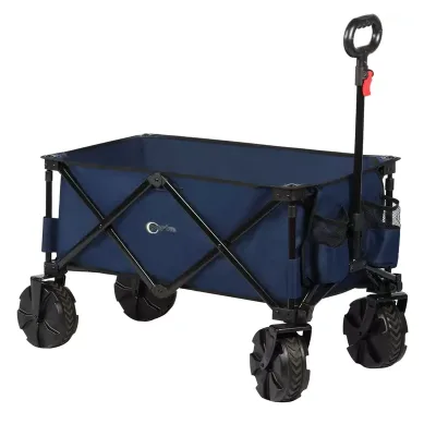 OEM Camping Trolley Foldable Outdoor Utility Beach Wagon Folding Carts Wagon Stroller With Four-wheel