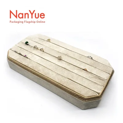 Wholesale Velvet Jewelry Ring Tray Handmade Wooden Jewelry Display Tray Custom Printing Logo Jewelry Container