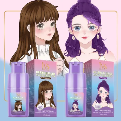 IVS Private Label Home Use Hair Dye DIY Permanent Herbal Ingredient Retail Wholesale Hair Color Cream Foam Hair Color Bubble