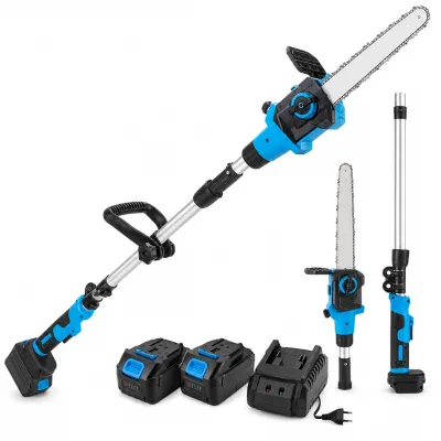 21V Brushless Cordless Pole Saw with 2.6M Extension Pole, 12-inch Bar Electric High Reach Chainsaw for Garden Tree Trimming