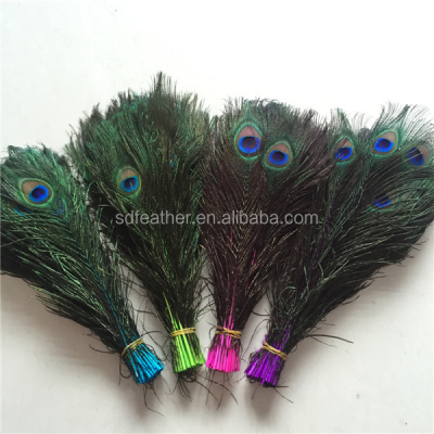 Big Eye Dyed Peacock Feather for Wedding Dress