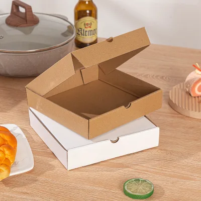 Wholesale Pizza Boxes 6 Inch 7/8/9/10/11/12/13 Inch White Kraft Corrugated Pizza Takeaway Packaging