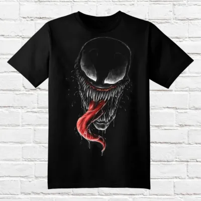Custom Men's Comfortable Short T-Shirt Durable Breathable Polyester/Cotton Sustainable Anti-pilling Screen Skulls Venom Design