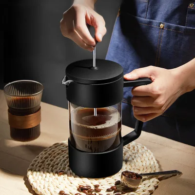 French Filter Press Pot 350ml Thickened Glass Plastic Stainless Steel Household Coffee Making Utensils Tea Milk Hand Pouring Pot