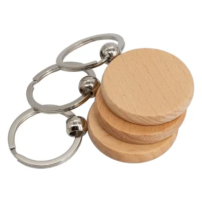 Custom Logo Blanks Rectangular Wooden Keychain Keyholder Wood