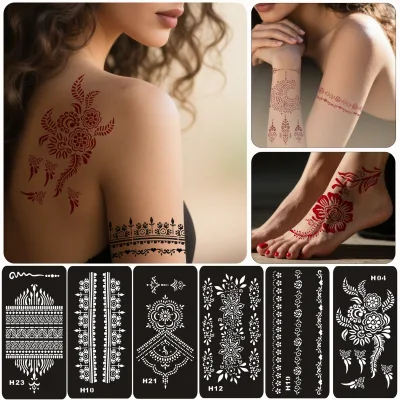 Best Simple Unique Bridal Henna Mehndi Designs for Hand & Foot Temporary Tattoo Stickers Stencil Hollow Tattoo Stickers