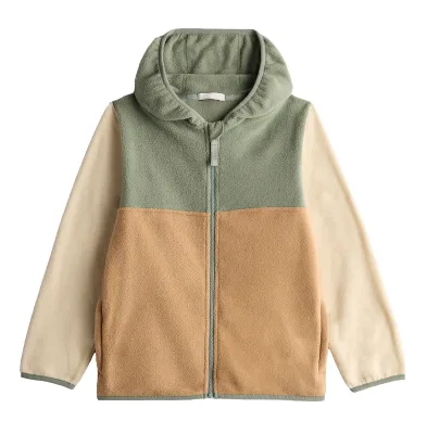 Girl's Children Clothing Windproof Eco-Friendly Breathable Plus Size Hooded Autumn Microfleece Jacket with Zipper Printed Design