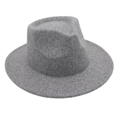 Classic Wool Wide Brim Heart Top Fedora Hat Solid Soft Panama Jazz Hat for Man Women